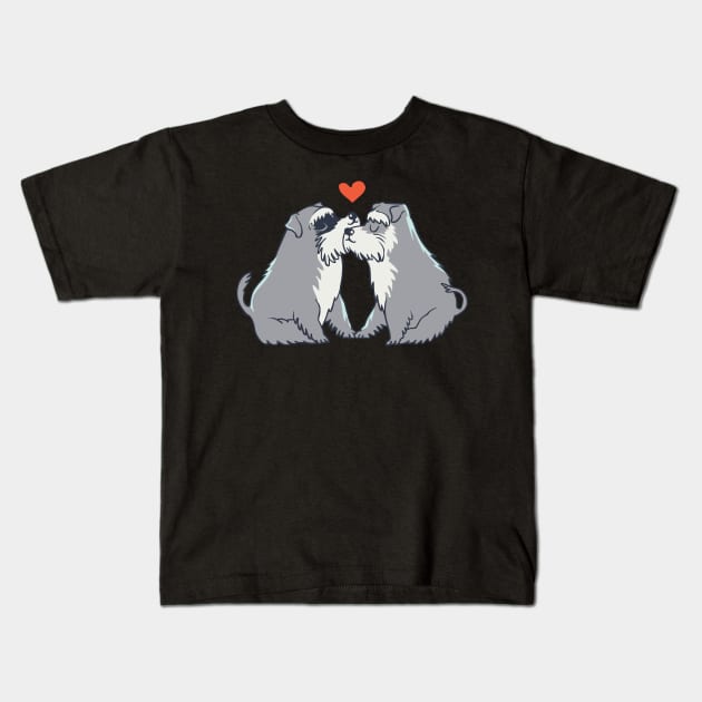 Schnauzer kisses Kids T-Shirt by huebucket